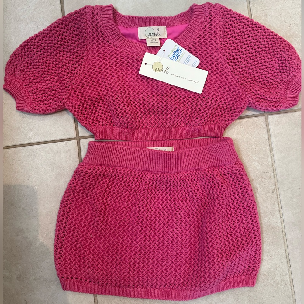 Peek Pink Crew Neck Sweater Cozy Knit